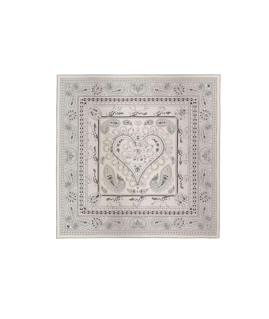 HERMES Белый кашемировый шарф, фото 3