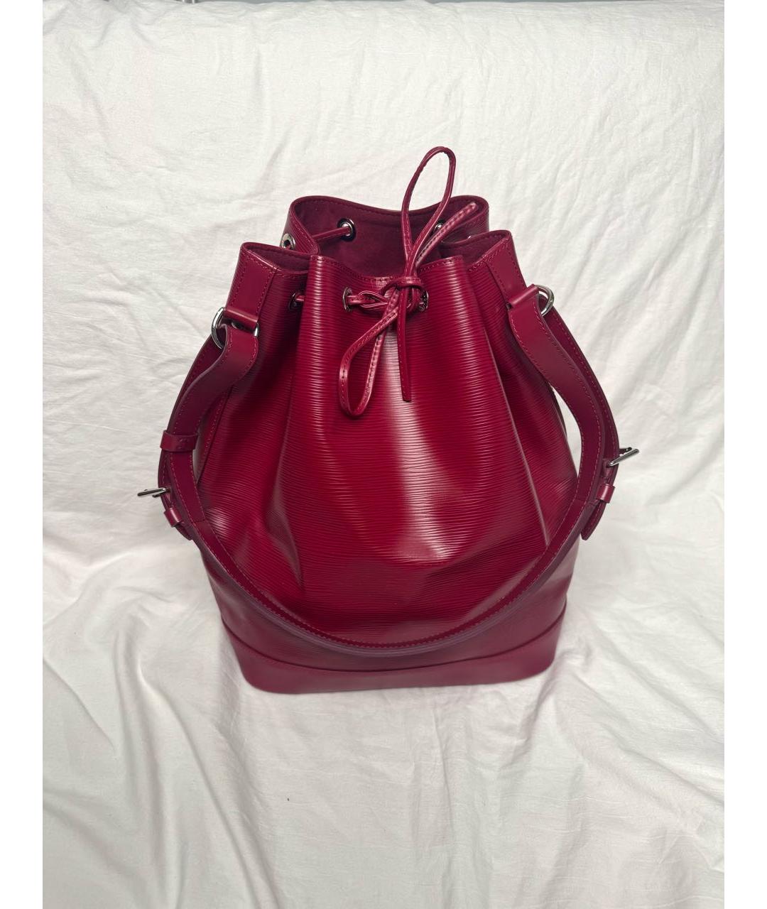 LOUIS VUITTON Бордовая кожаная сумка тоут, фото 9