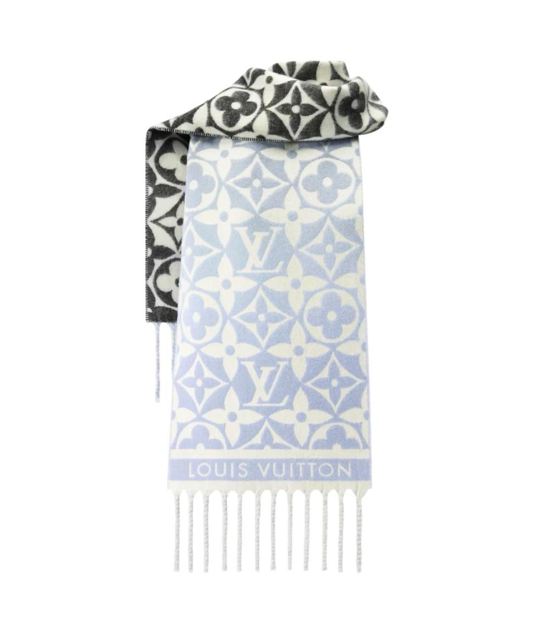 LOUIS VUITTON Белый шерстяной шарф, фото 2