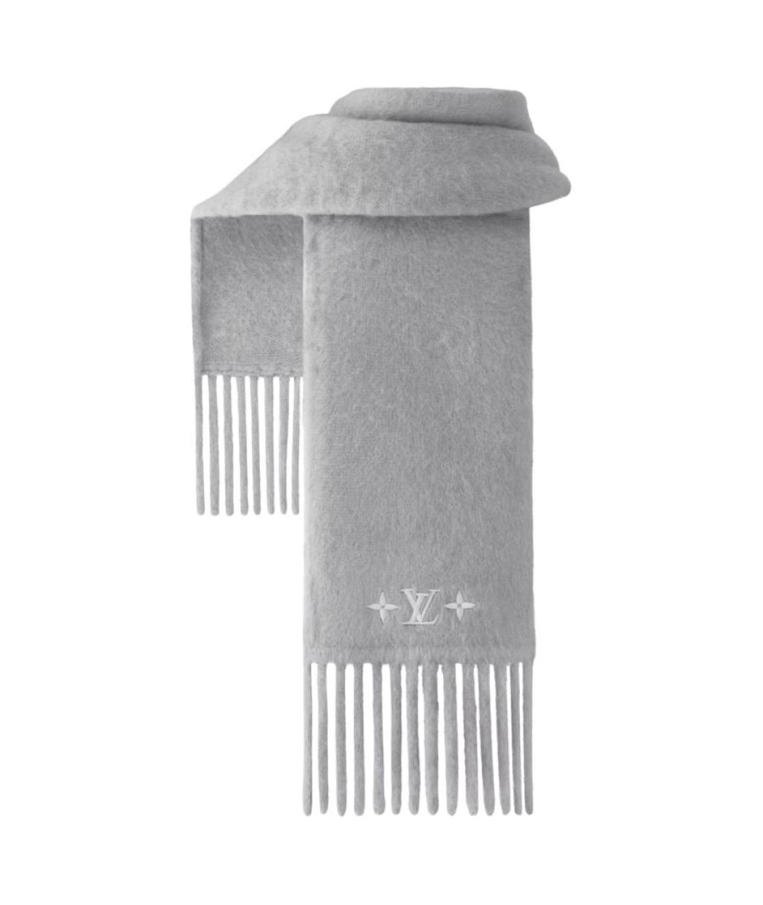 LOUIS VUITTON Серый шерстяной шарф, фото 2