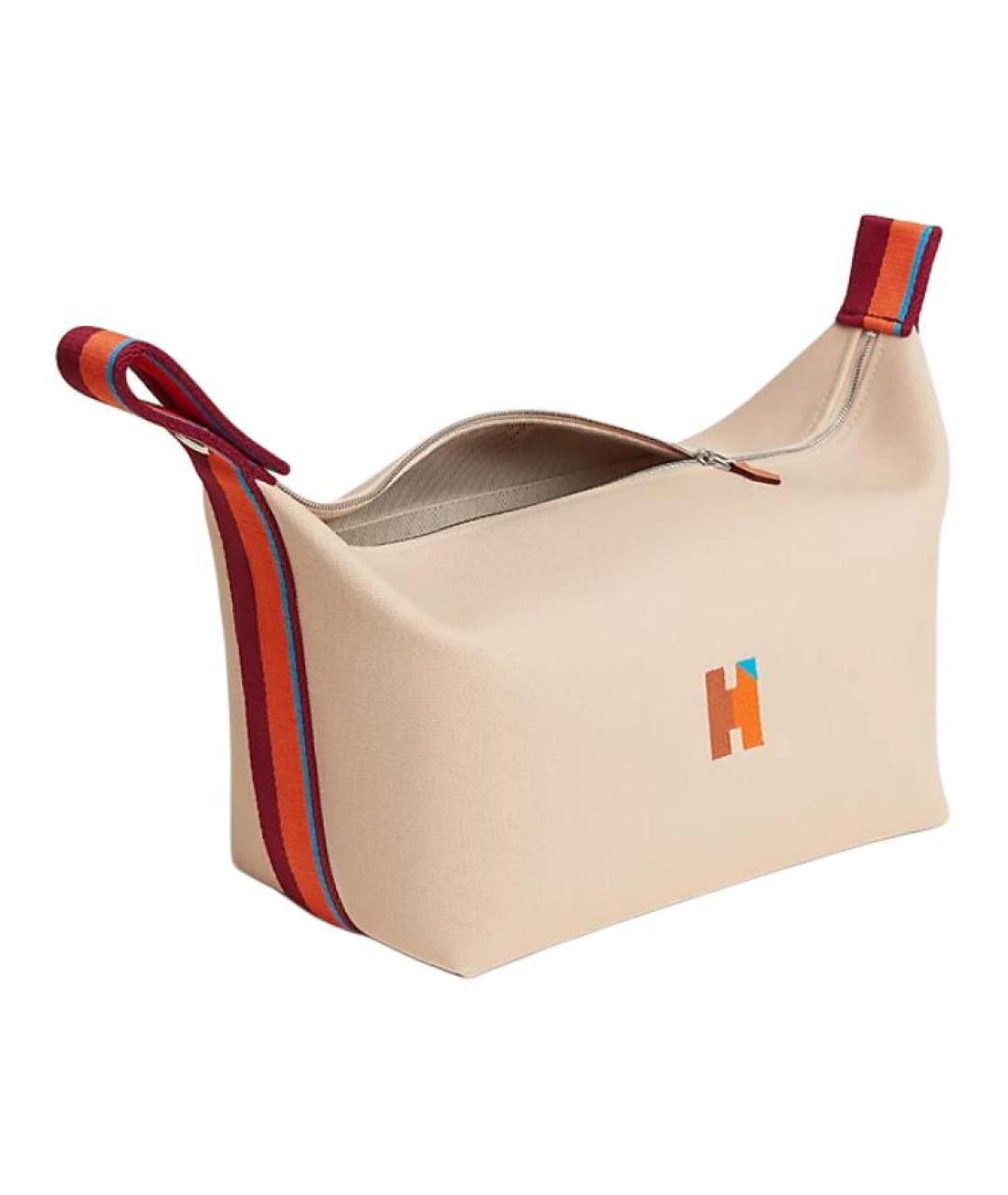 HERMES Бежевая хлопковая косметичка, фото 2