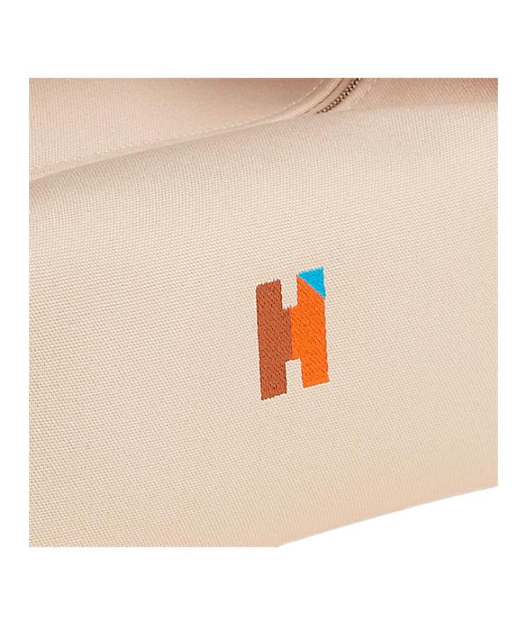 HERMES Бежевая хлопковая косметичка, фото 3
