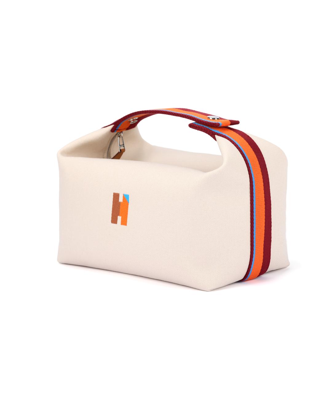 HERMES Бежевая хлопковая косметичка, фото 5