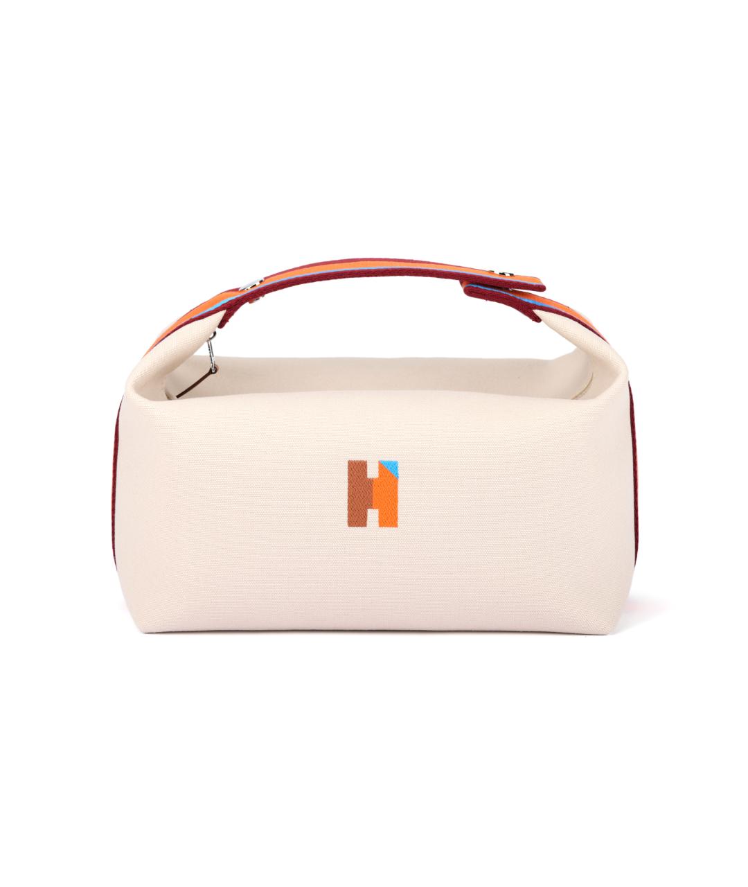 HERMES Бежевая хлопковая косметичка, фото 4