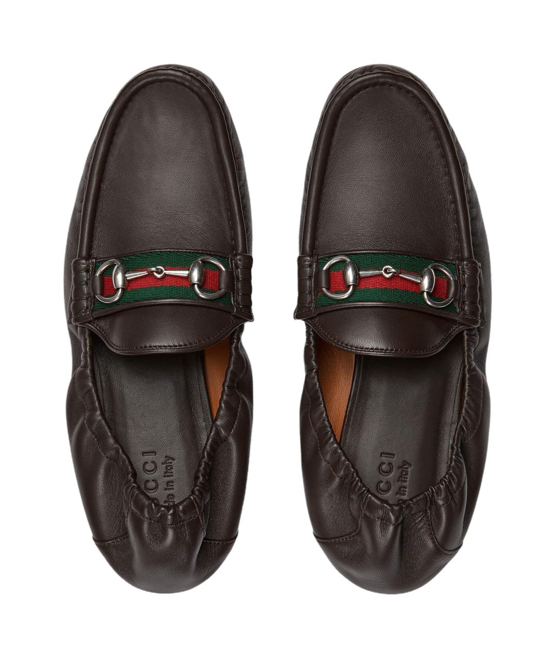 GUCCI Коричневые кожаные лоферы, фото 4