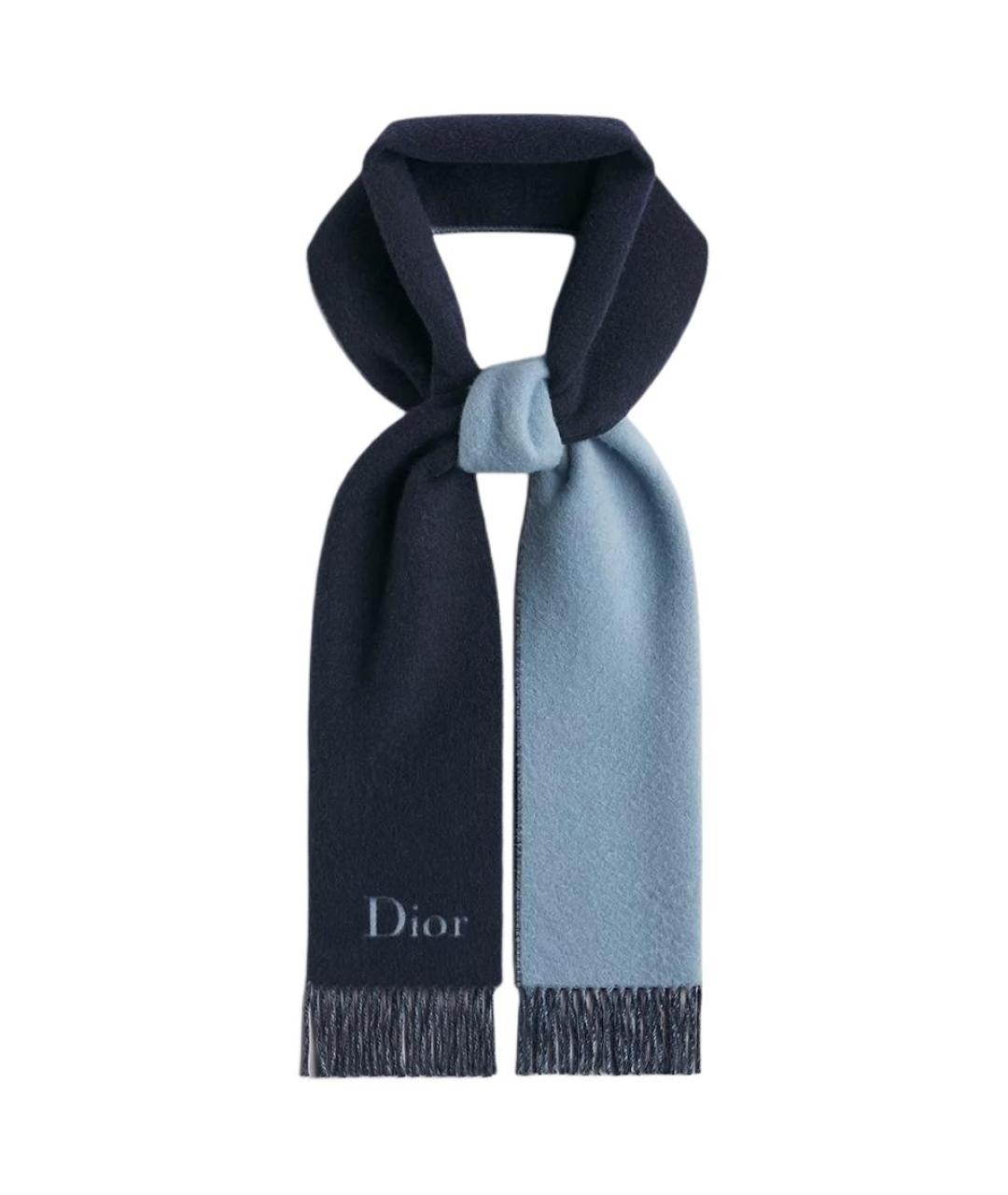 CHRISTIAN DIOR Темно-синий шерстяной шарф, фото 2