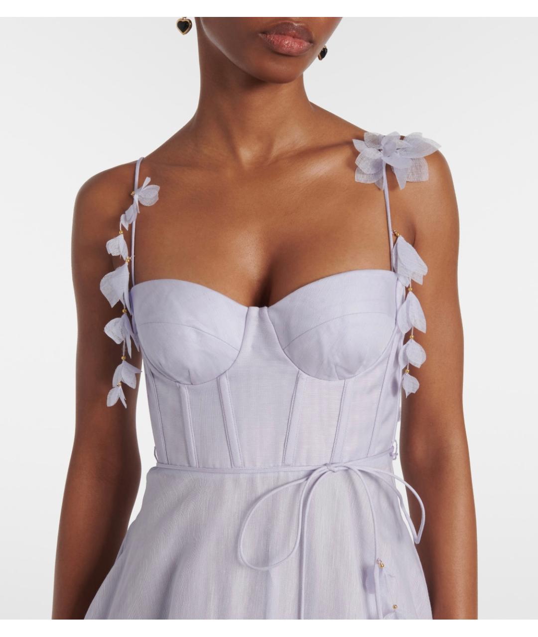 ZIMMERMANN Голубое льняное коктейльное платье, фото 4