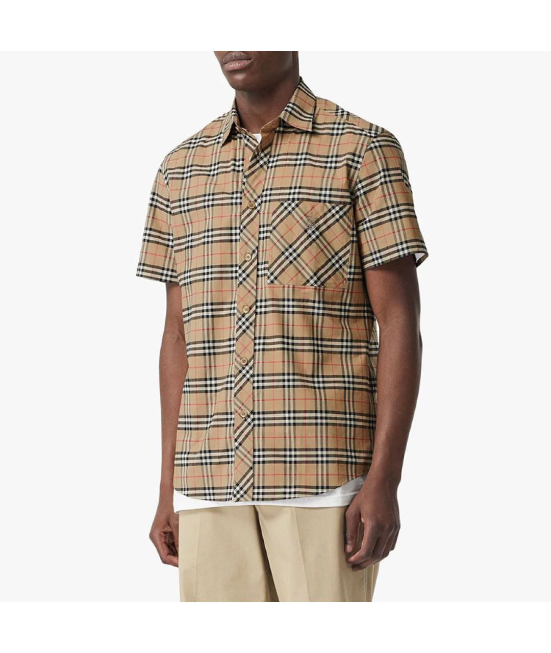 BURBERRY Бежевая хлопковая классическая рубашка, фото 2