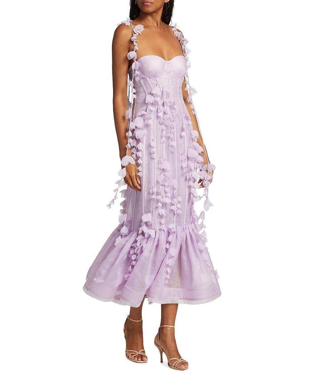 ZIMMERMANN Фиолетовое льняное коктейльное платье, фото 7