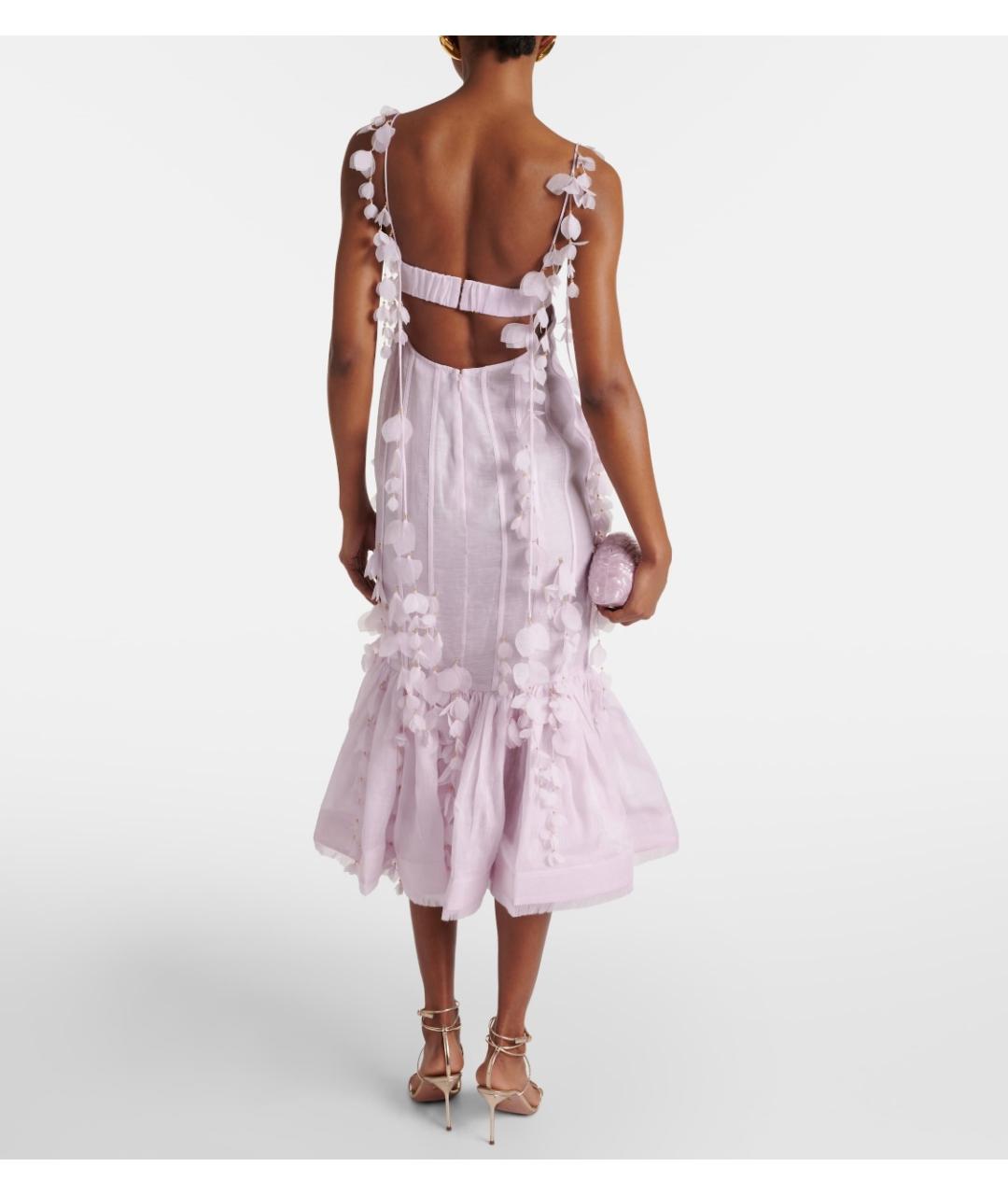 ZIMMERMANN Фиолетовое льняное коктейльное платье, фото 4