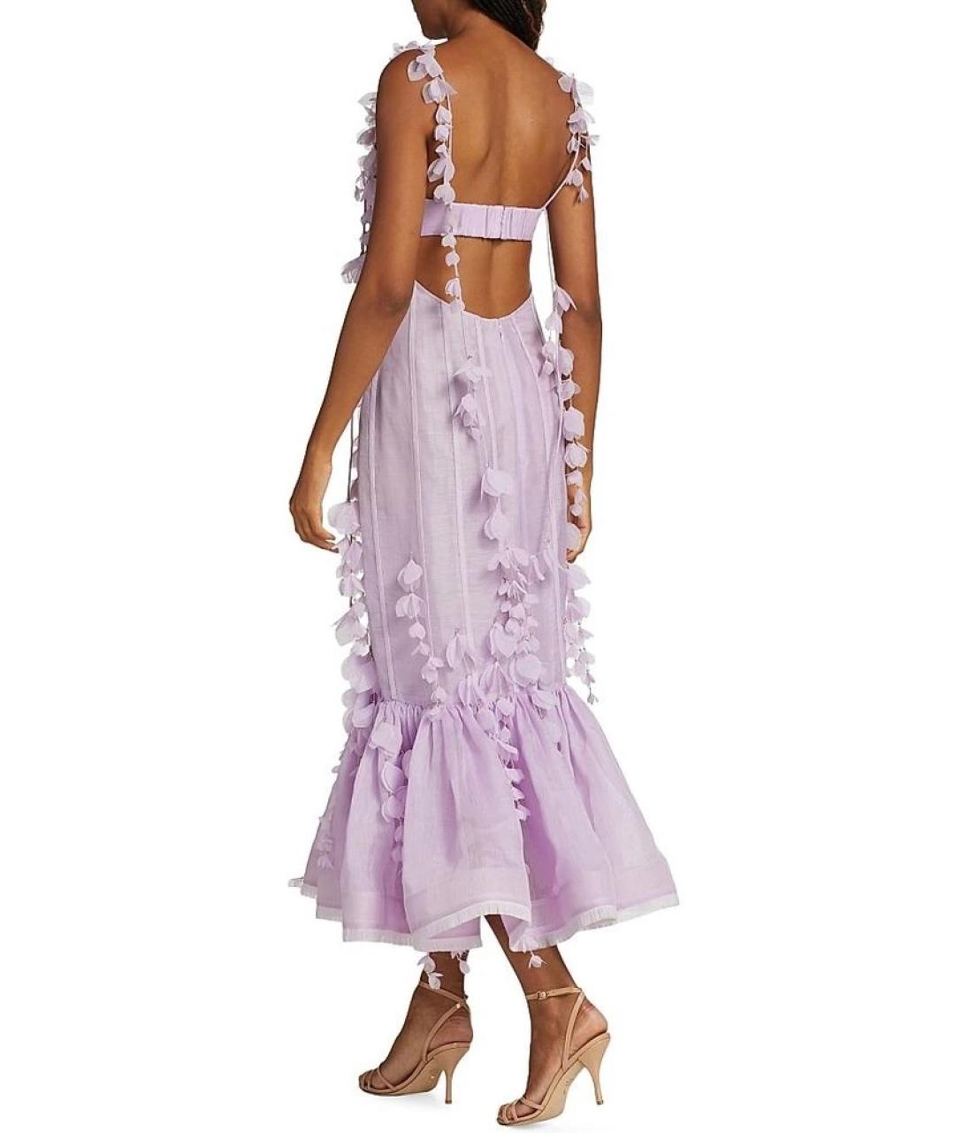 ZIMMERMANN Фиолетовое льняное коктейльное платье, фото 8