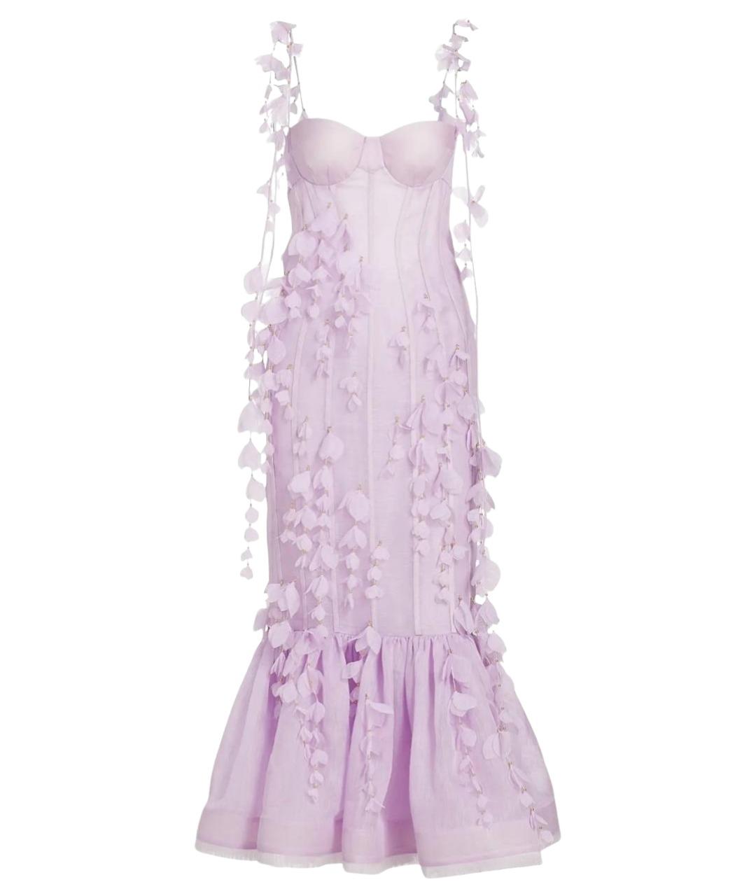 ZIMMERMANN Фиолетовое льняное коктейльное платье, фото 1