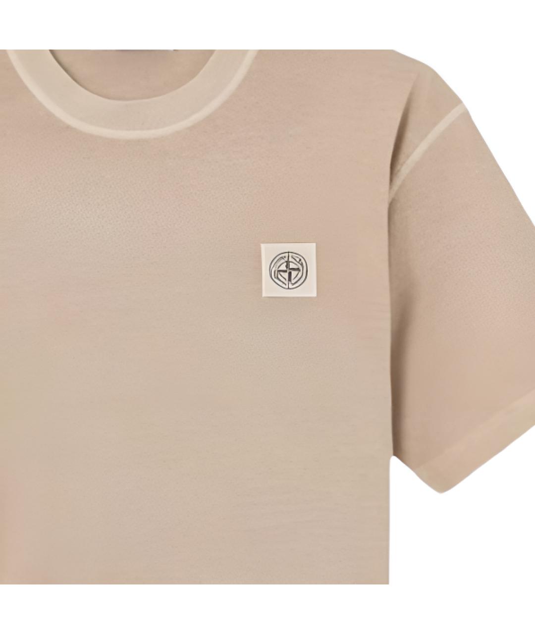STONE ISLAND Бежевая футболка, фото 2