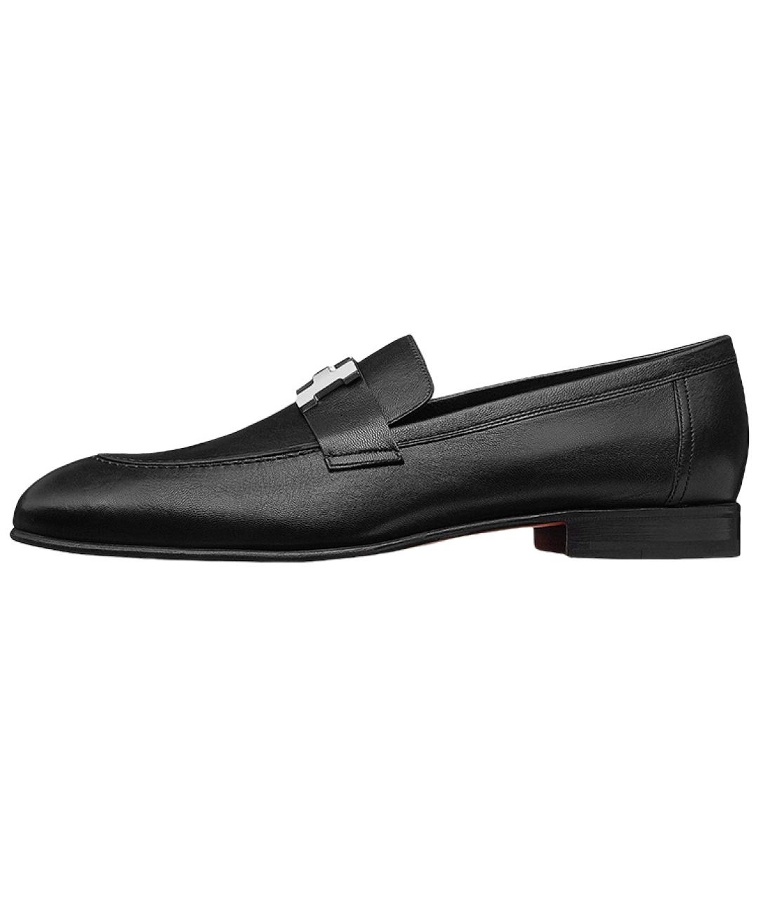 HERMES Черные кожаные лоферы, фото 2
