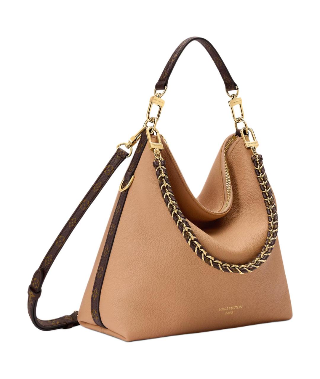 LOUIS VUITTON Бежевая кожаная сумка с короткими ручками, фото 2