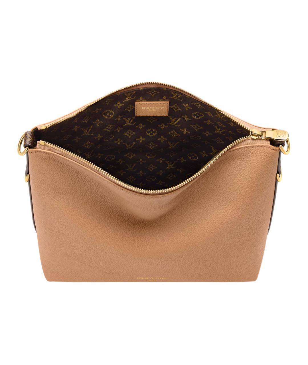 LOUIS VUITTON Бежевая кожаная сумка с короткими ручками, фото 4