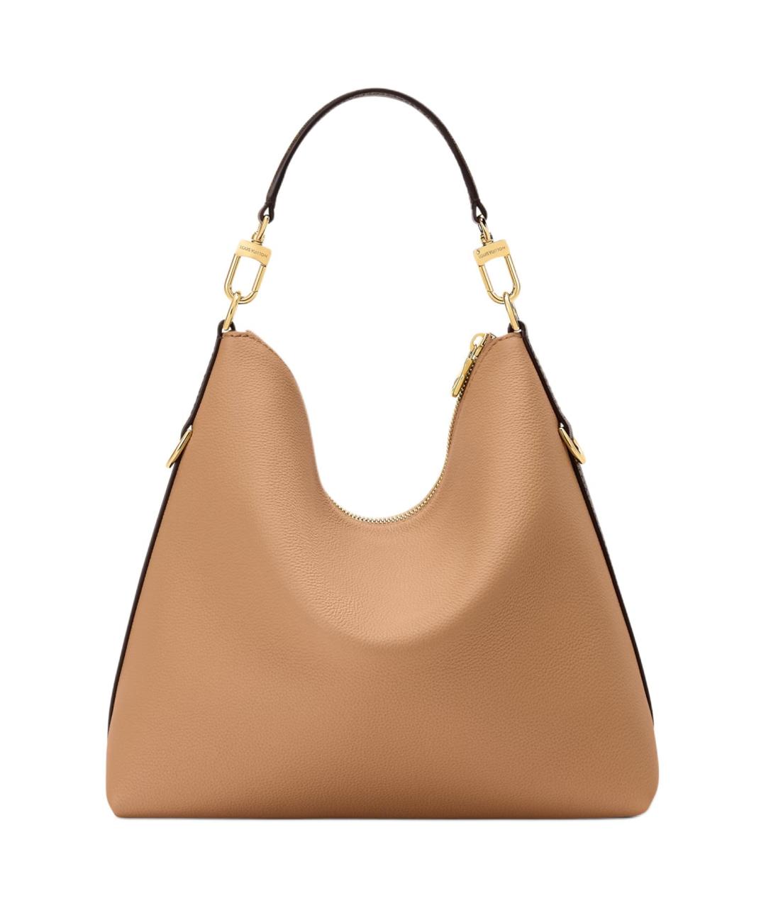LOUIS VUITTON Бежевая кожаная сумка с короткими ручками, фото 3