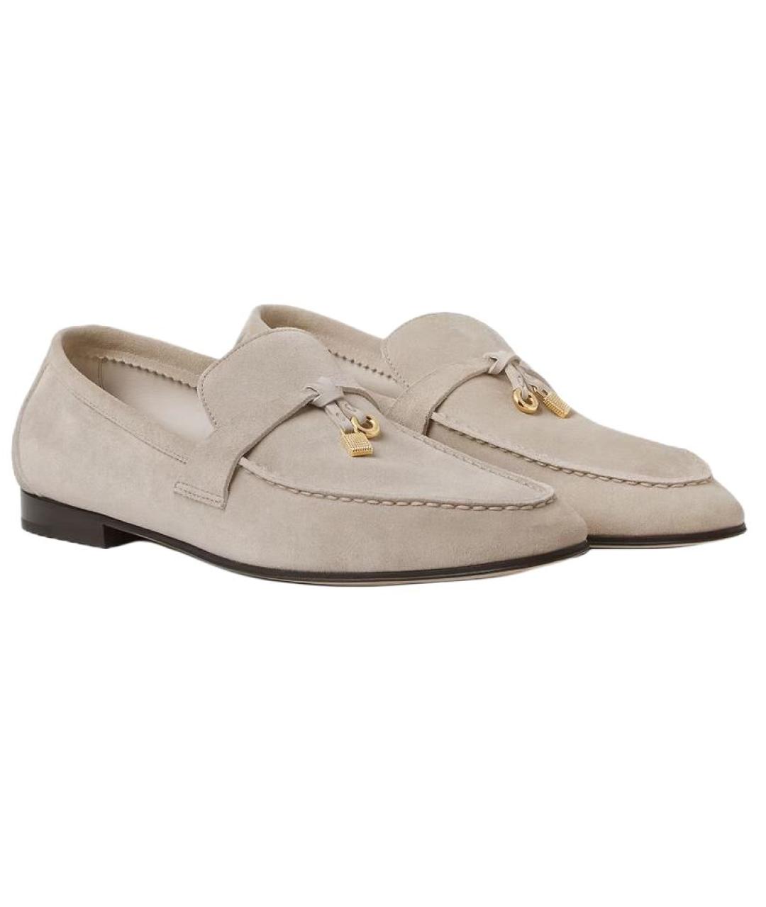 LORO PIANA Серые кожаные лоферы, фото 3