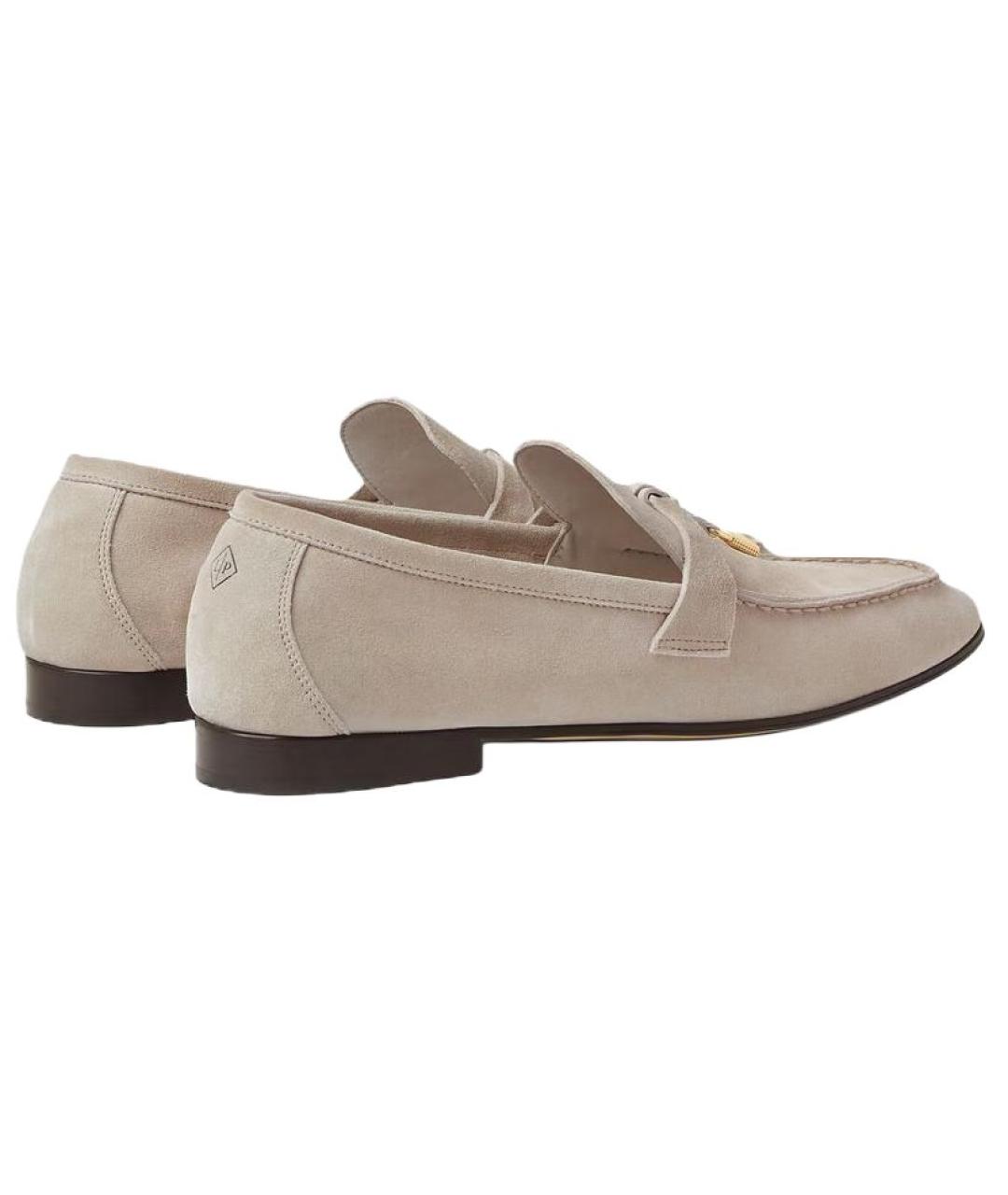 LORO PIANA Серые кожаные лоферы, фото 4