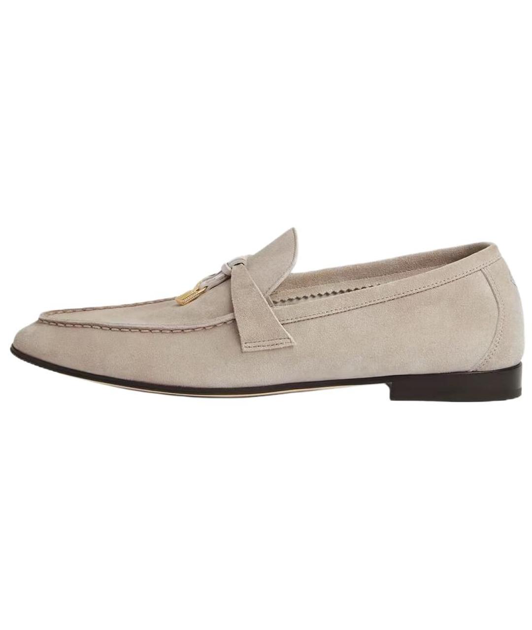 LORO PIANA Серые кожаные лоферы, фото 2