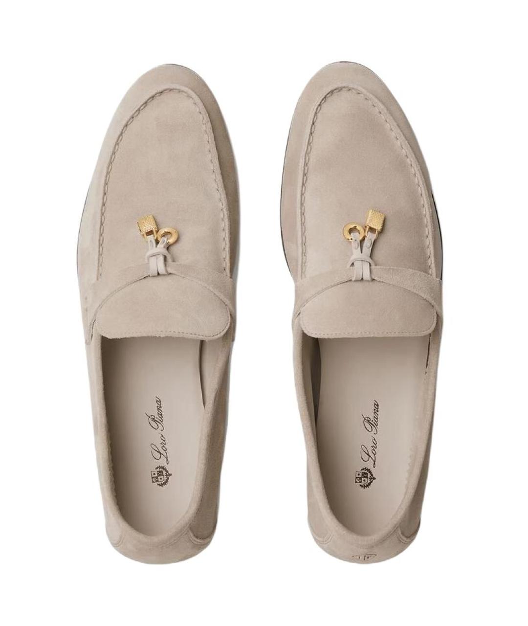 LORO PIANA Серые кожаные лоферы, фото 5