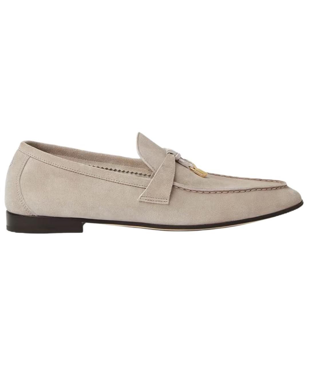 LORO PIANA Серые кожаные лоферы, фото 1