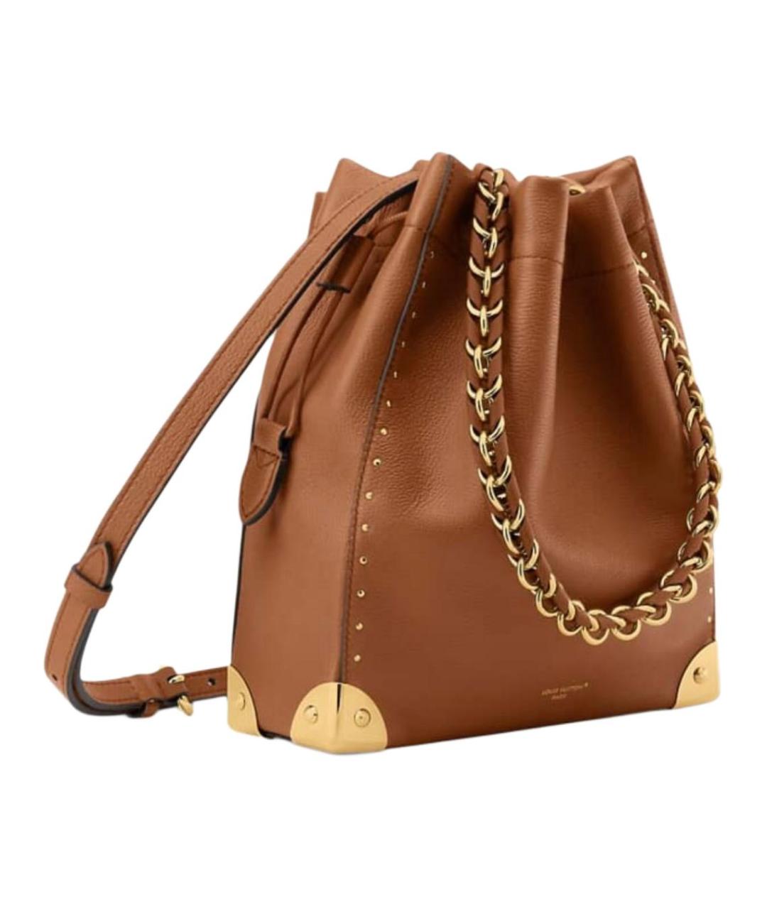 LOUIS VUITTON Коричневая кожаная сумка через плечо, фото 2