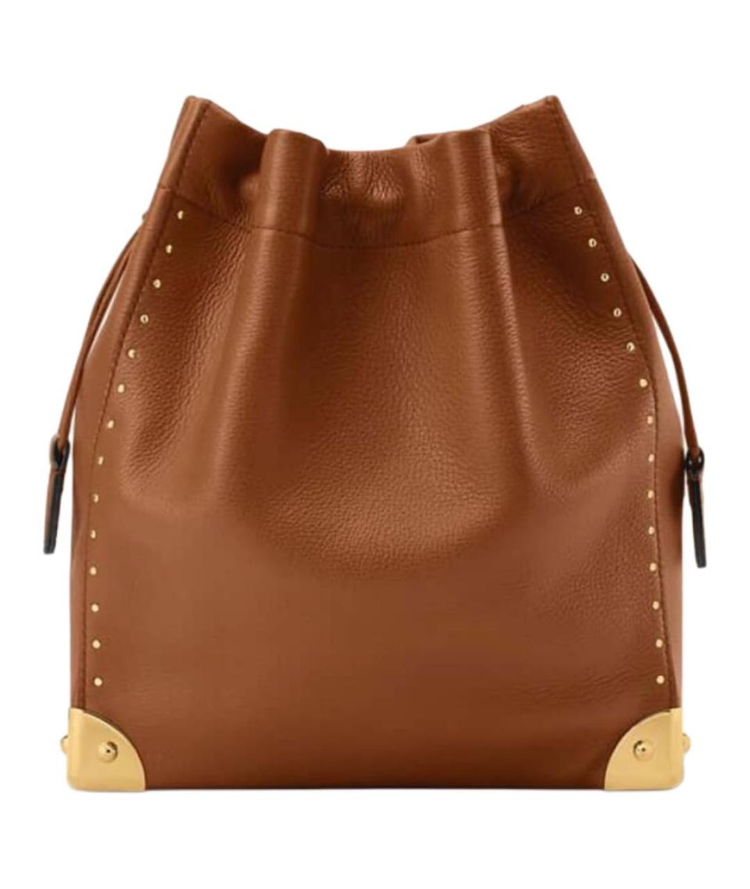 LOUIS VUITTON Коричневая кожаная сумка через плечо, фото 3