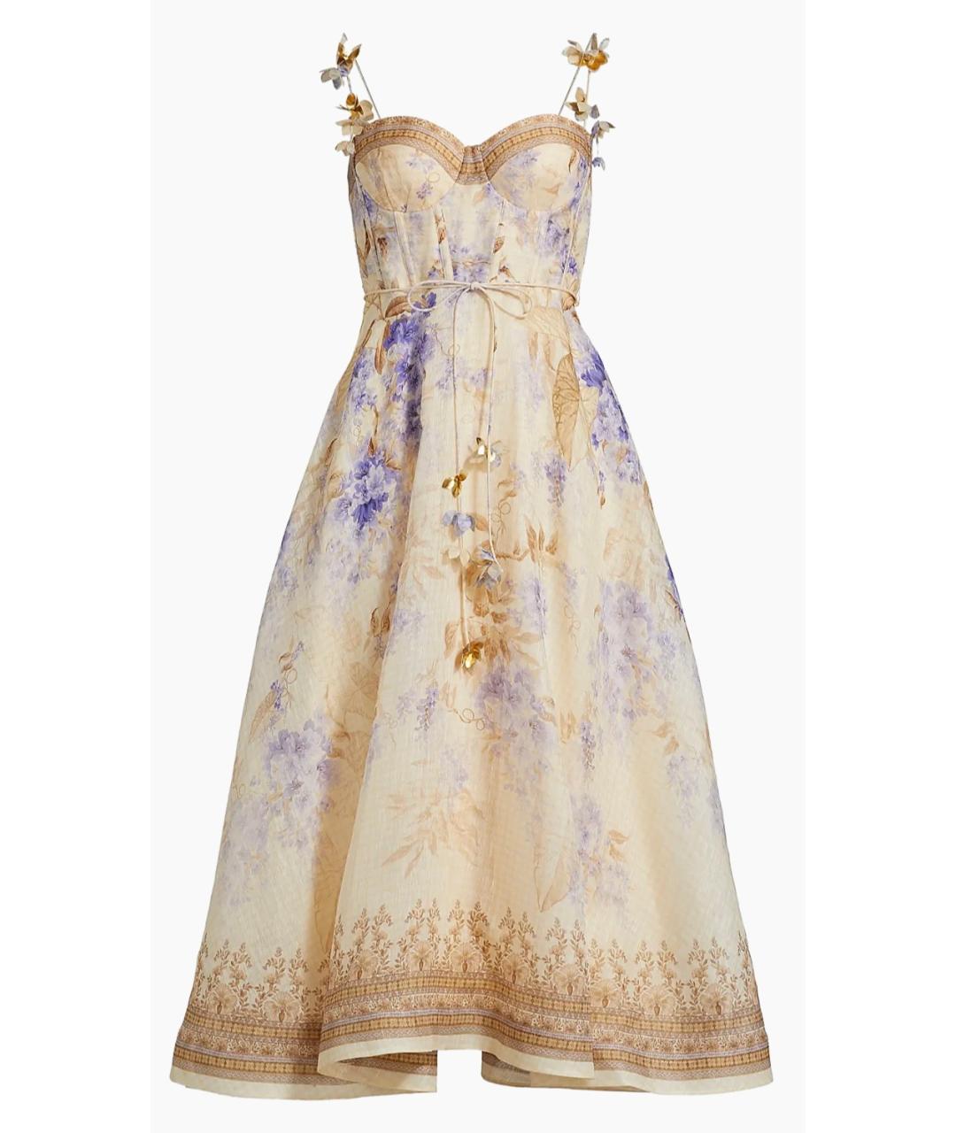 ZIMMERMANN Бежевое льняное коктейльное платье, фото 9