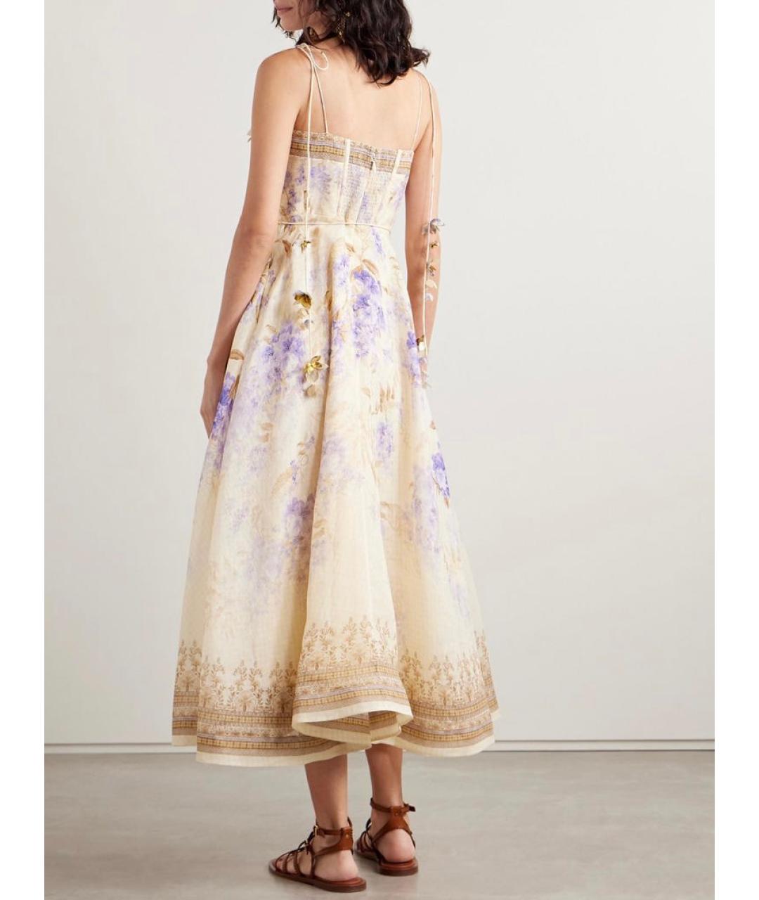 ZIMMERMANN Бежевое льняное коктейльное платье, фото 8