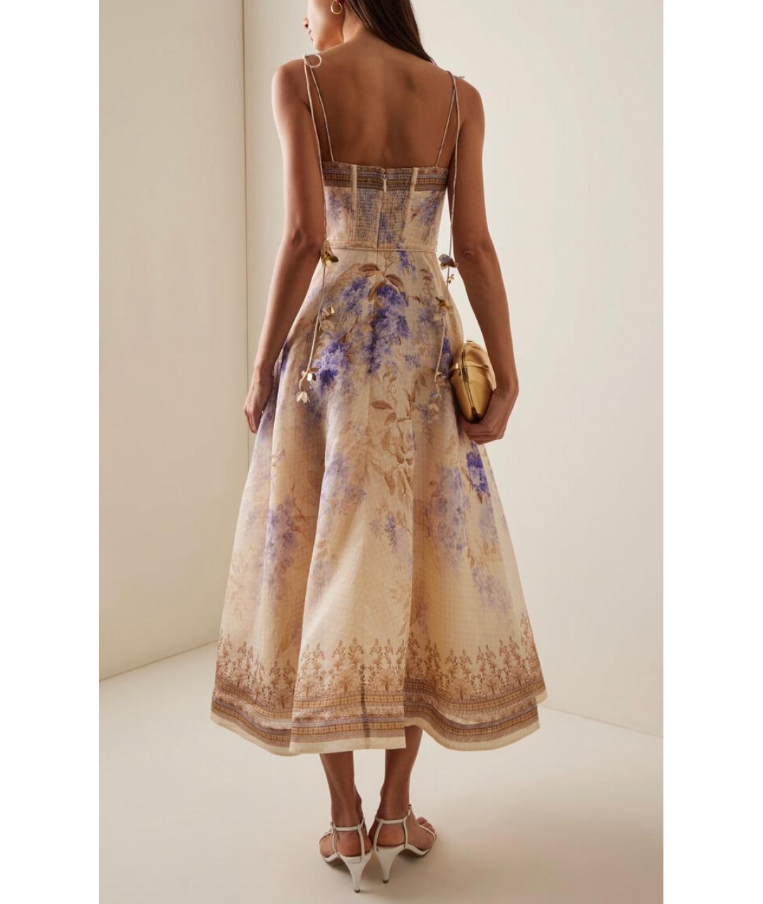 ZIMMERMANN Бежевое льняное коктейльное платье, фото 4