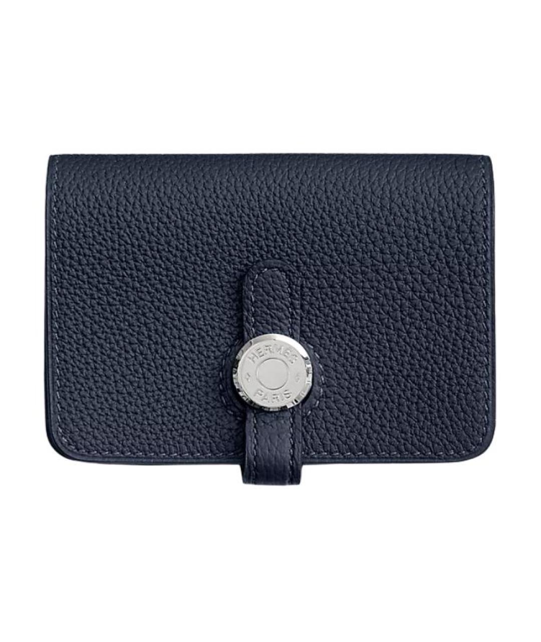 HERMES Темно-синий кожаный кардхолдер, фото 1