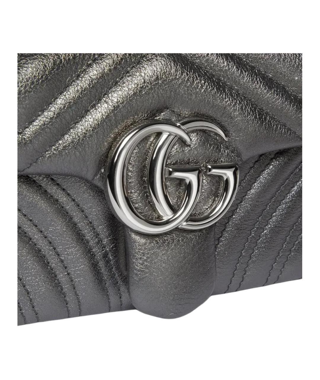 GUCCI Серая кожаная сумка через плечо, фото 5