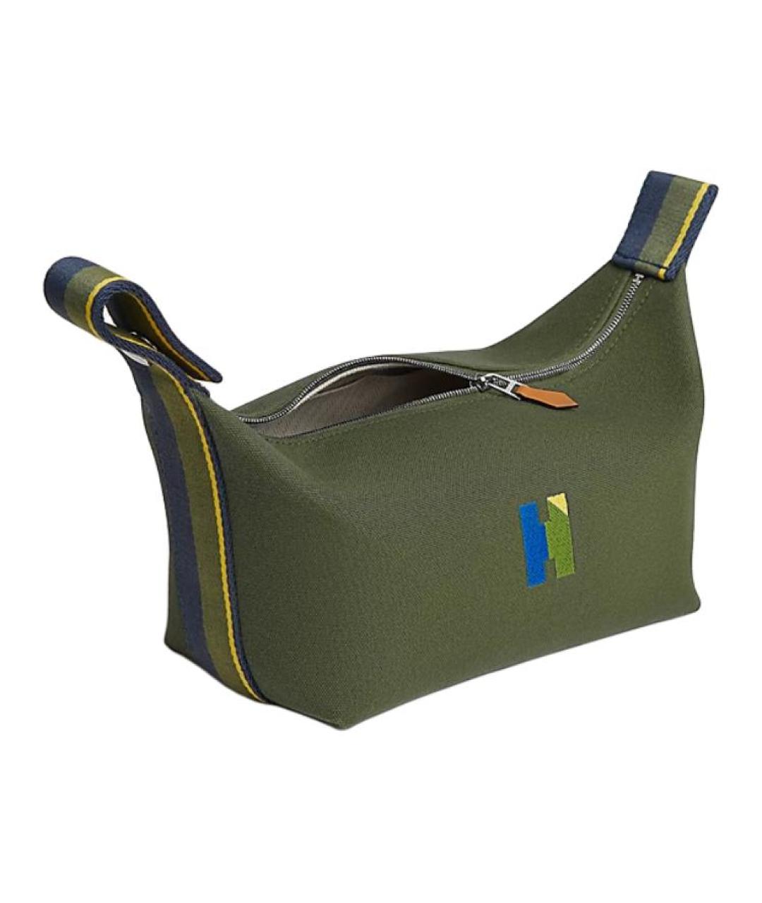 HERMES Зеленая косметичка, фото 3