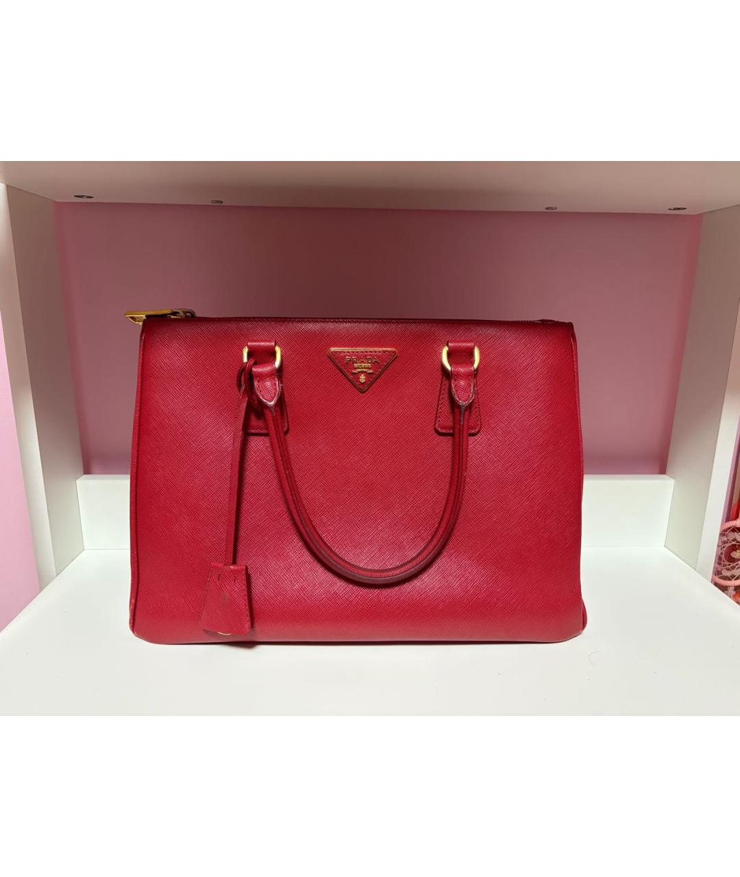 PRADA Красная кожаная сумка с короткими ручками, фото 8