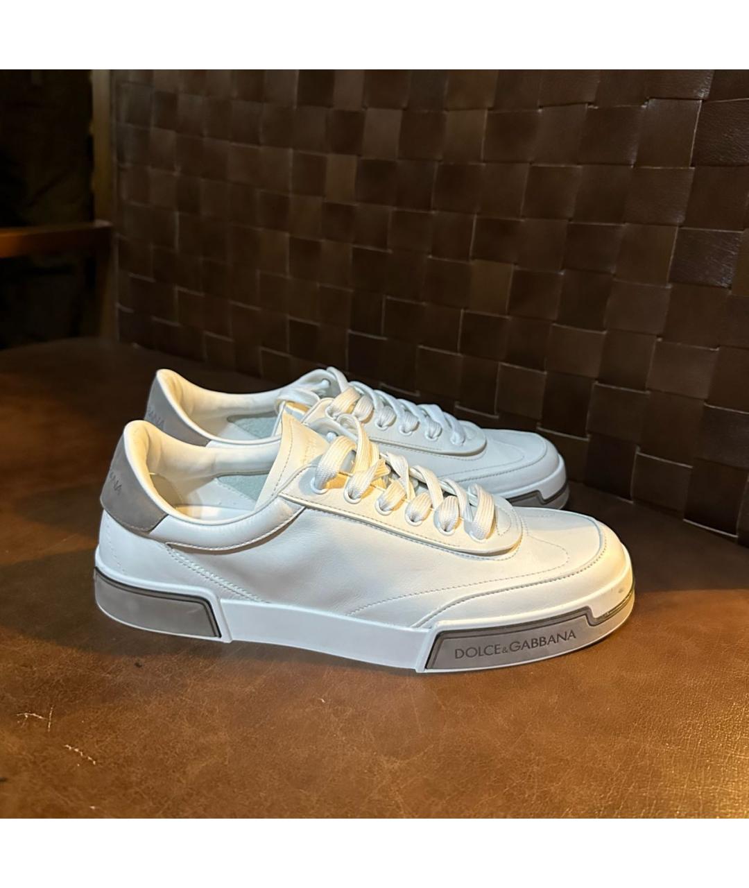 DOLCE&GABBANA Белые кожаные низкие кроссовки / кеды, фото 4