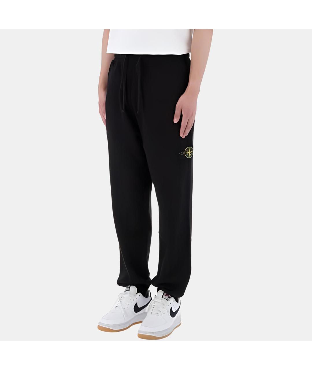 STONE ISLAND Черные хлопковые повседневные брюки, фото 4