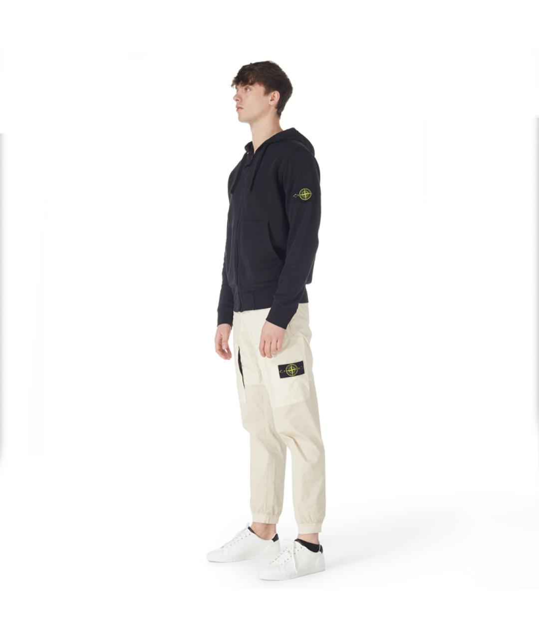 STONE ISLAND Белые хлопко-эластановые повседневные брюки, фото 5