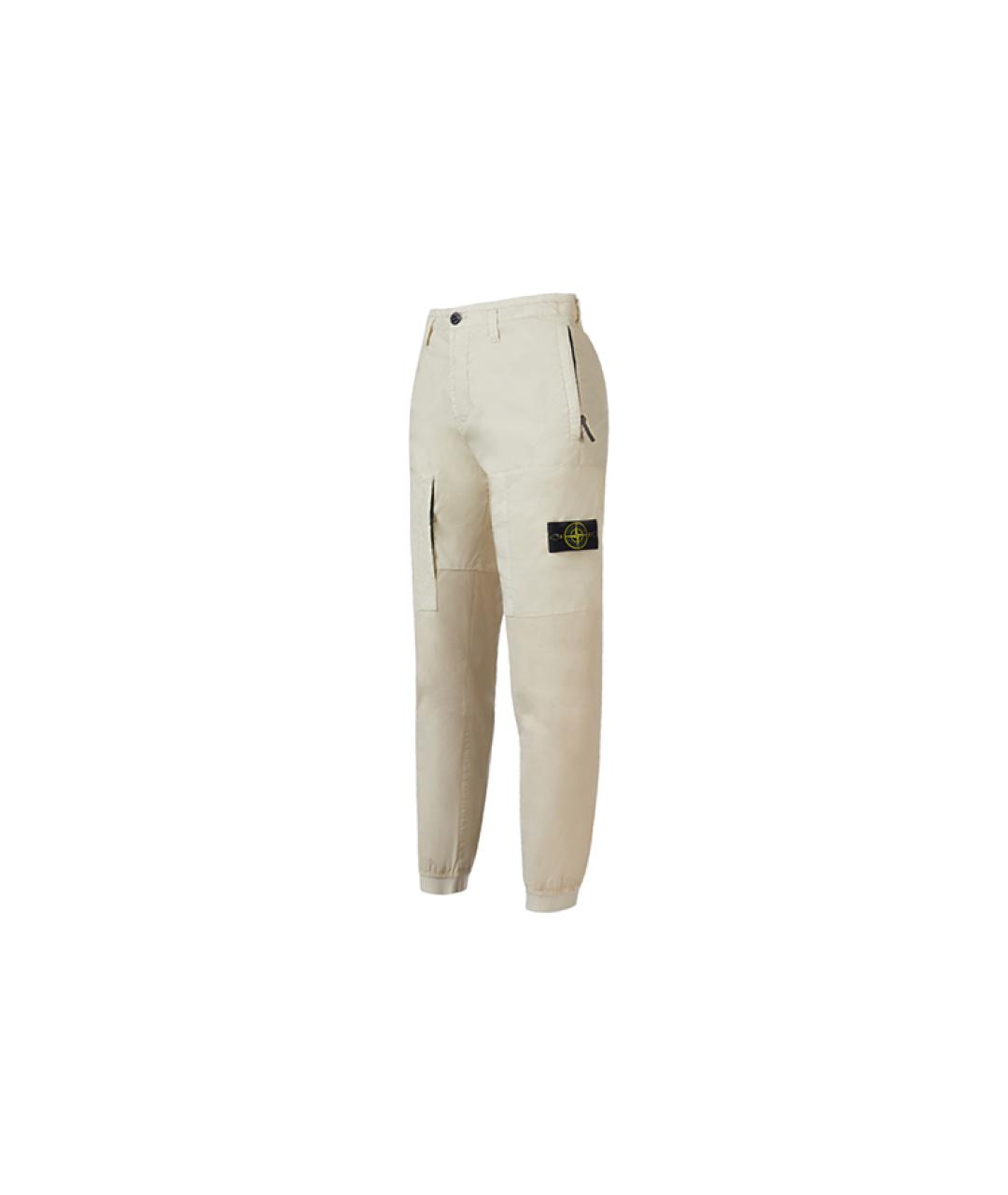 STONE ISLAND Белые хлопко-эластановые повседневные брюки, фото 2