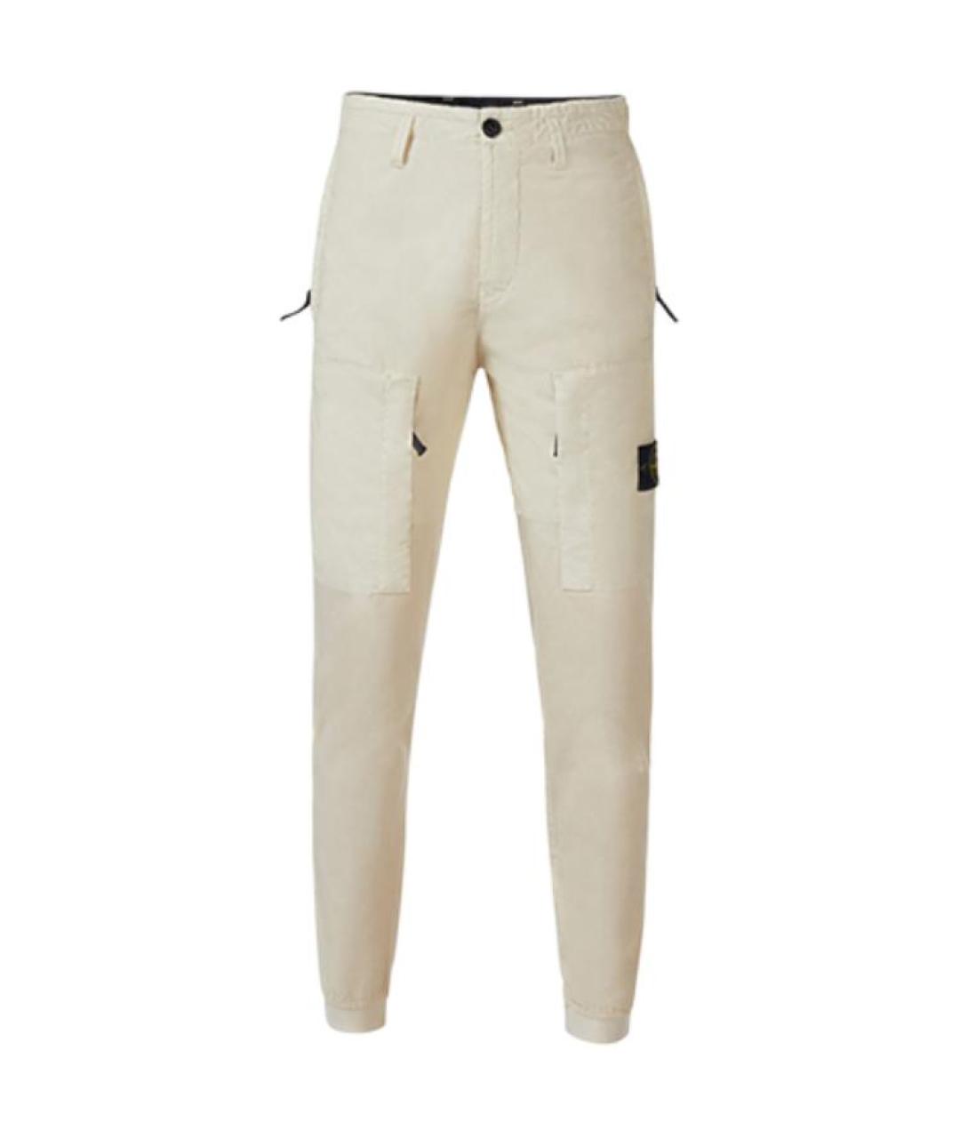 STONE ISLAND Белые хлопко-эластановые повседневные брюки, фото 1