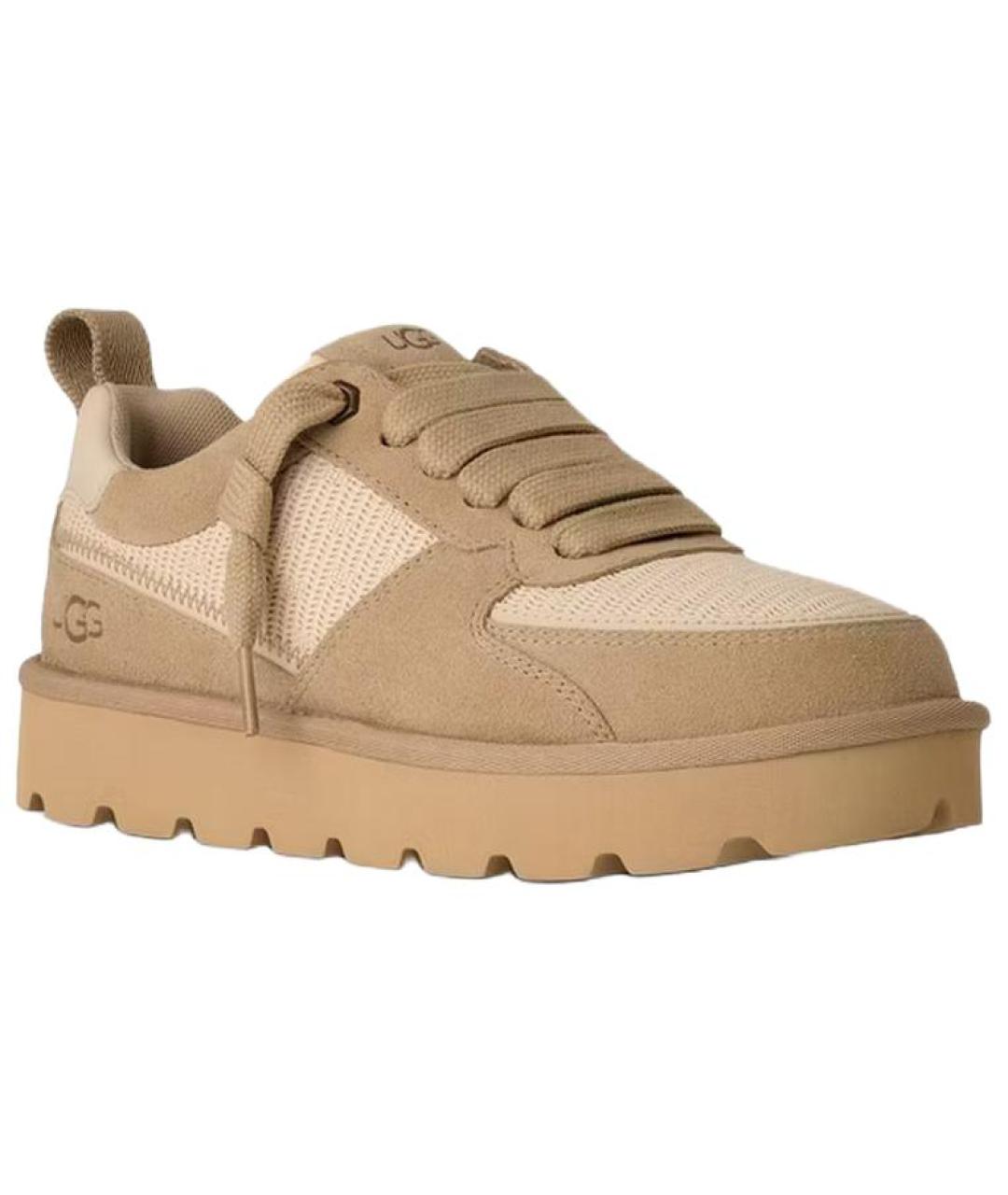UGG AUSTRALIA Бежевые кожаные кроссовки, фото 4
