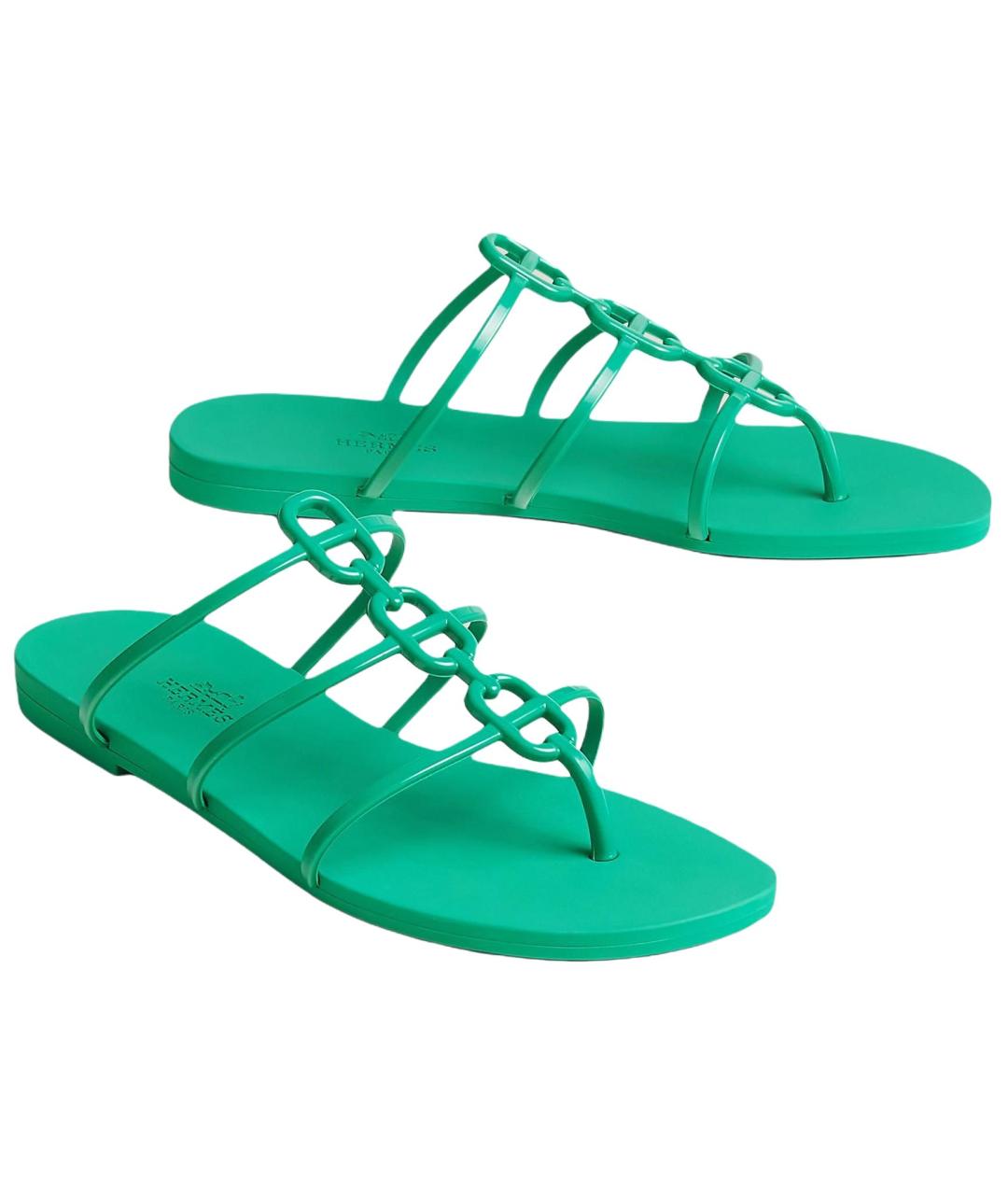 HERMES Зеленые сандалии, фото 3