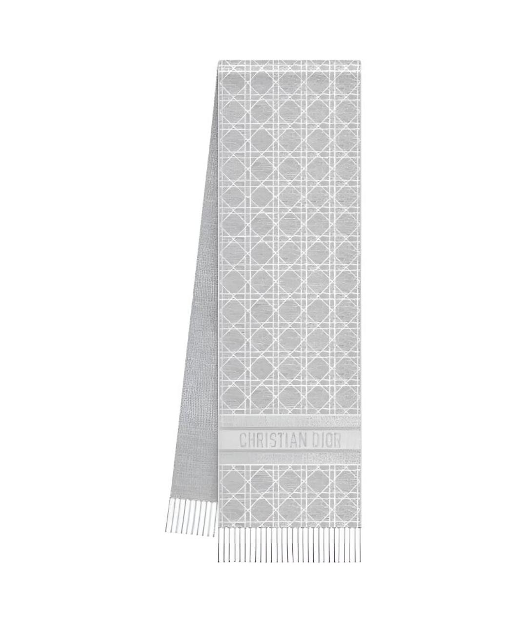 CHRISTIAN DIOR Серый кашемировый шарф, фото 2