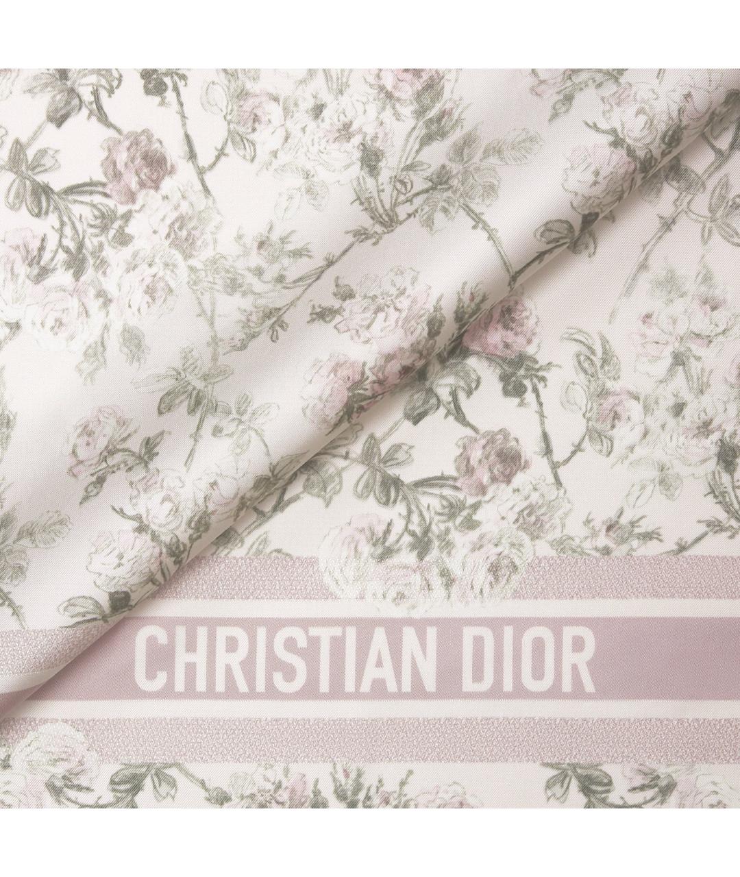 CHRISTIAN DIOR Белый шелковый шарф, фото 2