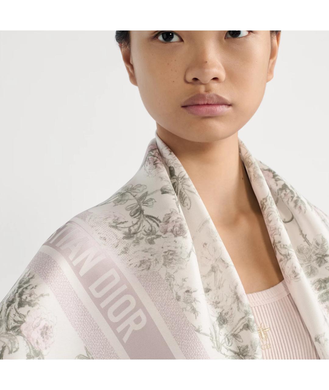 CHRISTIAN DIOR Белый шелковый шарф, фото 3