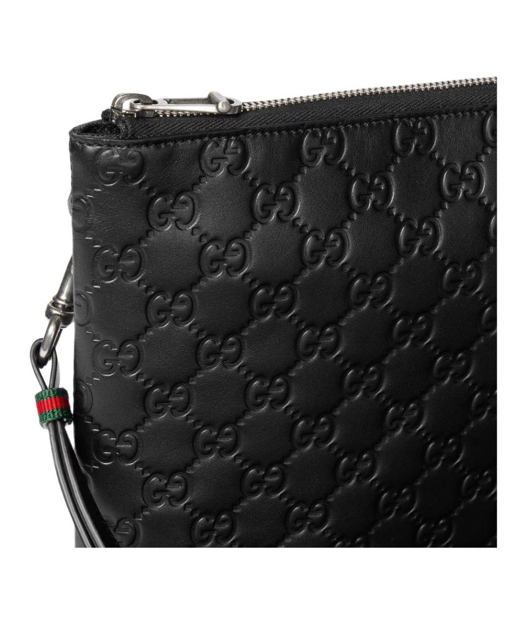 GUCCI Черная кожаная барсетка, фото 5