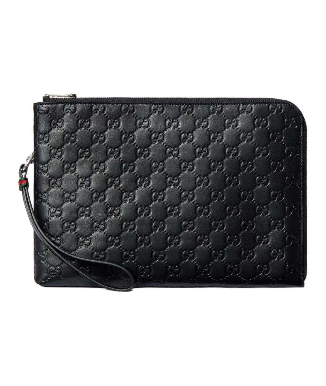GUCCI Черная кожаная барсетка, фото 1
