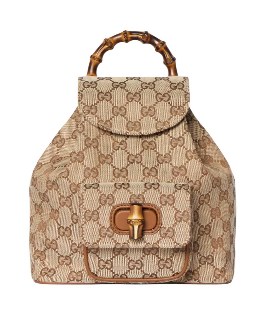 GUCCI Бежевый рюкзак из канвы, фото 1