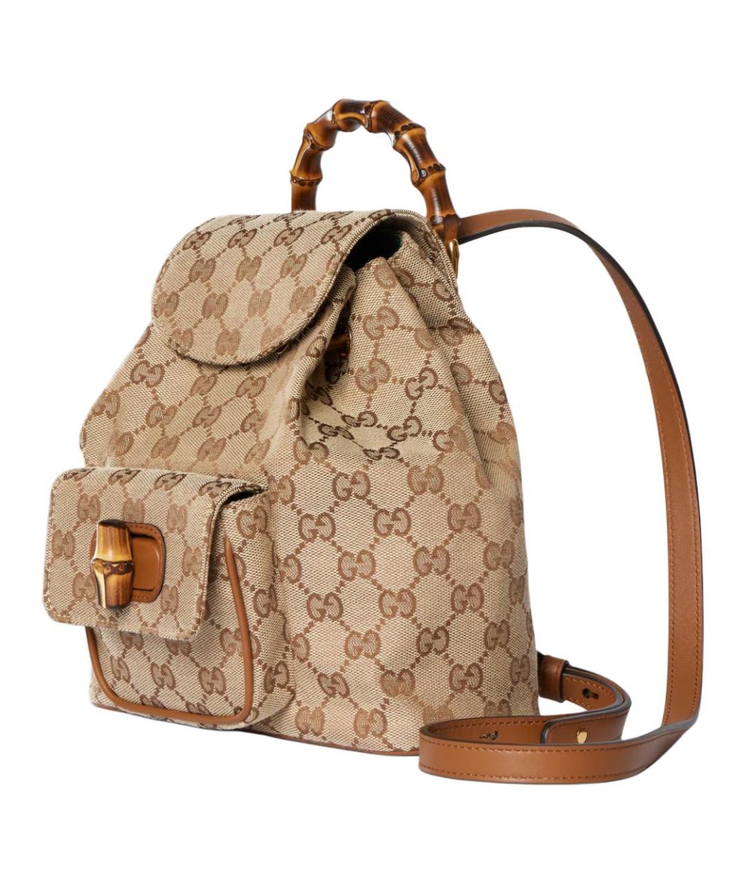 GUCCI Бежевый рюкзак из канвы, фото 2