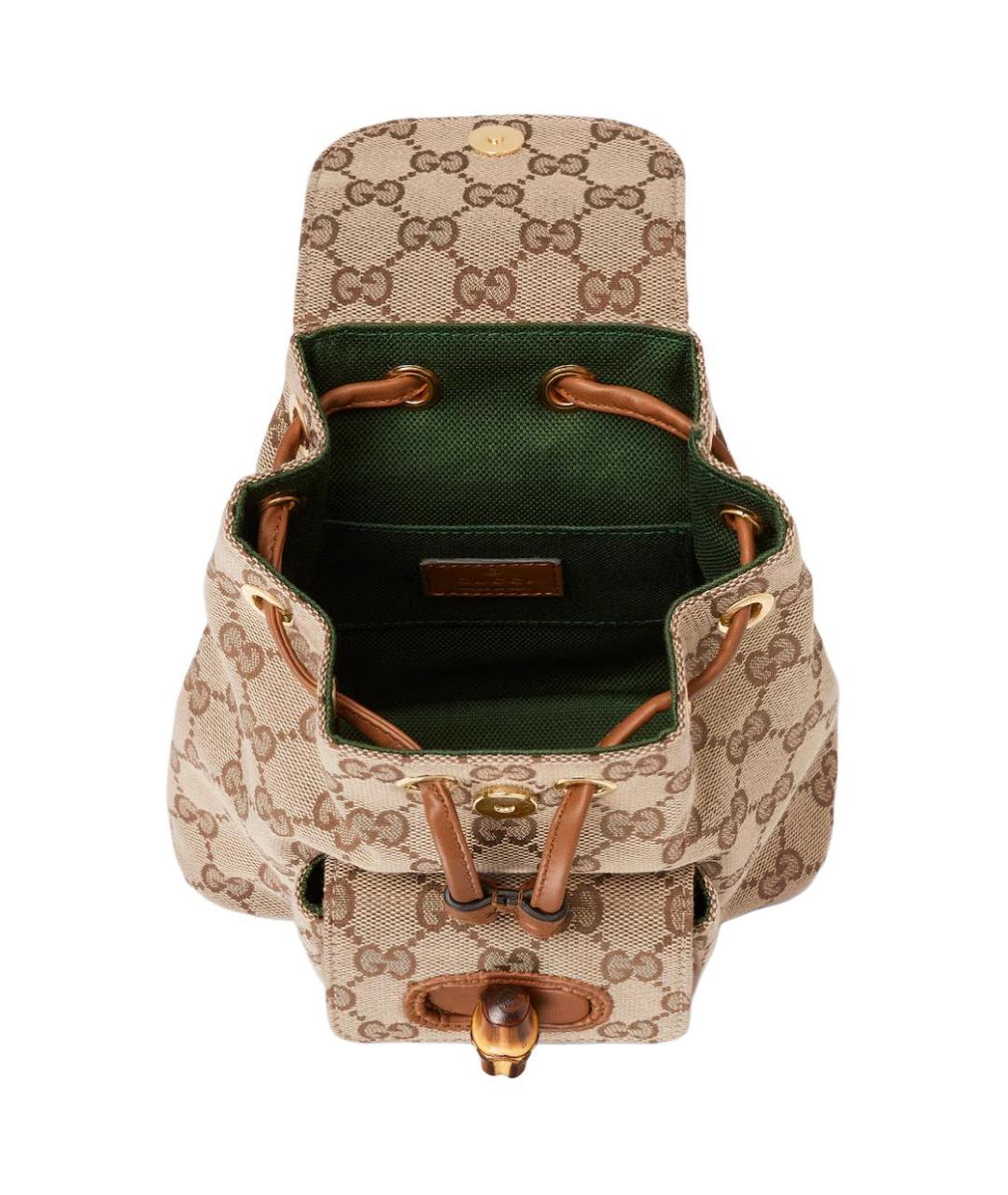 GUCCI Бежевый рюкзак из канвы, фото 4